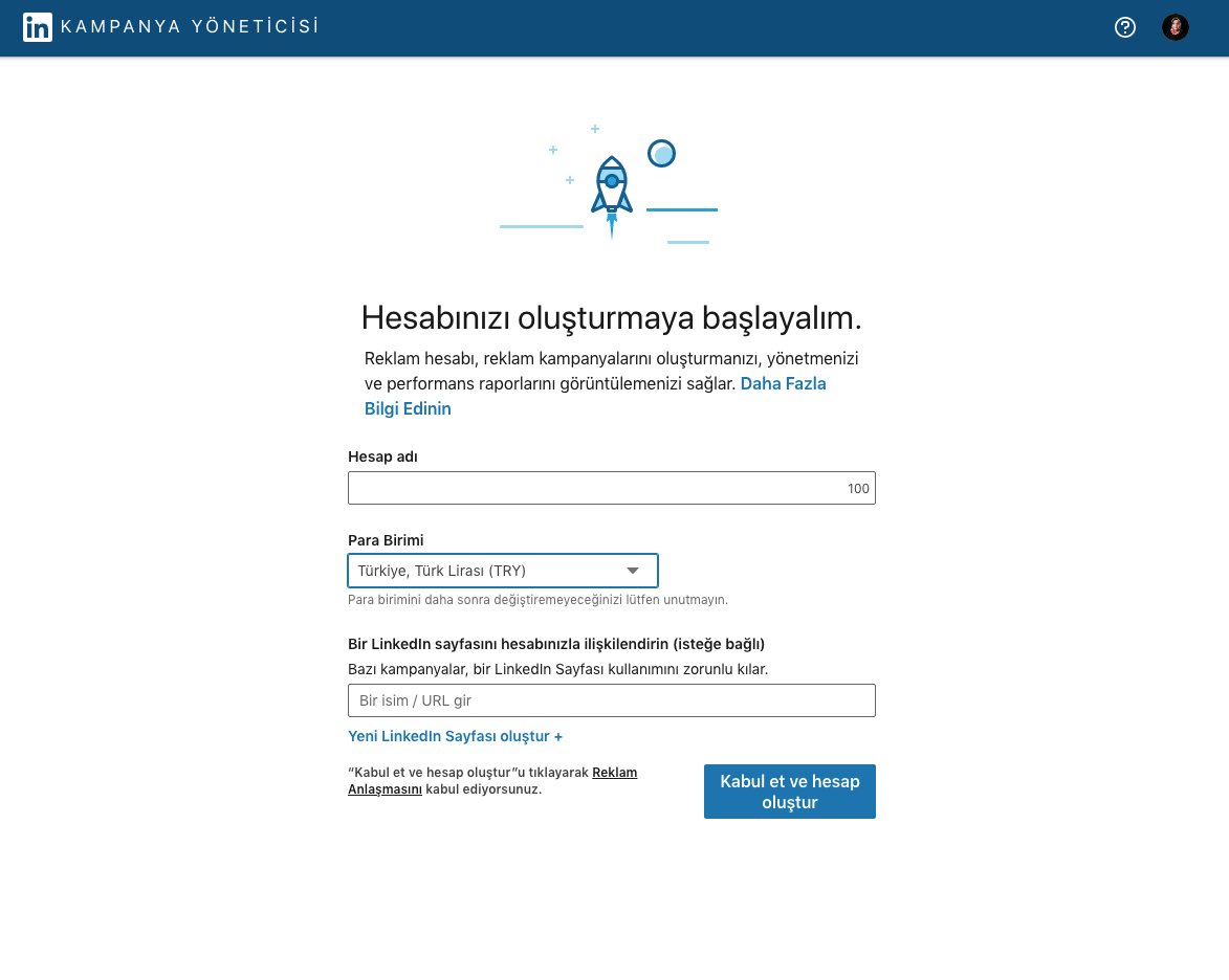 kampanya yöneticisi hesap açma