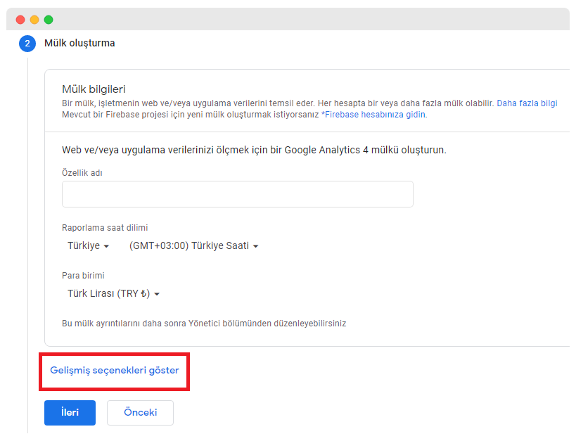 analytics hesap kurulumu