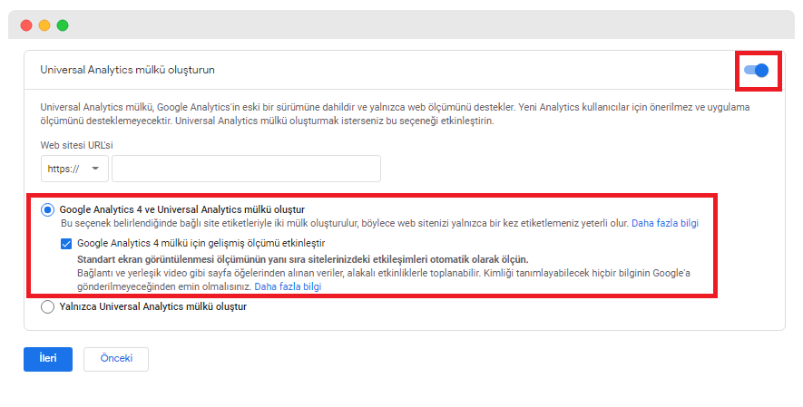universal analytisc mülk oluşturma