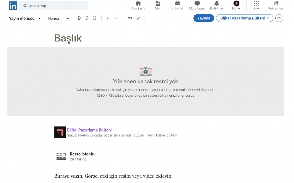 LinkedIn Bülten Oluşturma